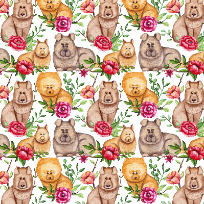 Blackout roller blind for window Dogs among the flowers
