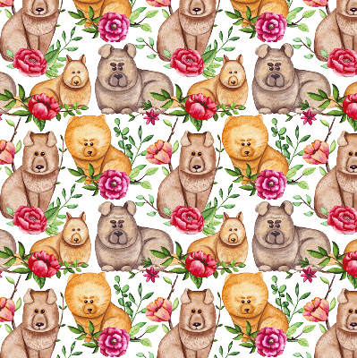 Blackout roller blind for window Dogs among the flowers