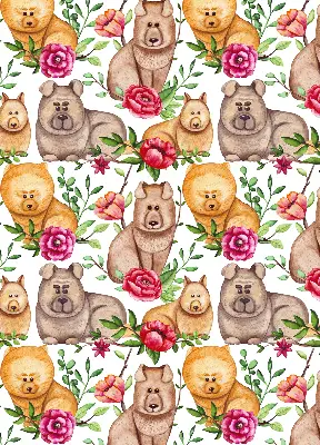 Blackout roller blind with Dogs Among the Flowers print