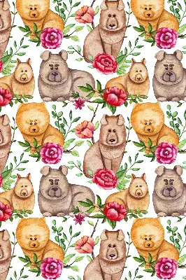 Blackout roller blind with Dogs Among the Flowers print