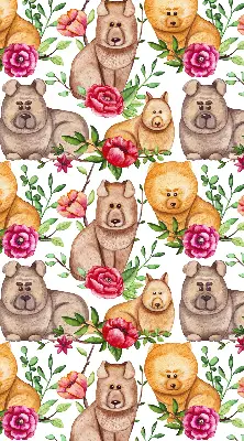 Blackout roller blind with Dogs Among the Flowers print