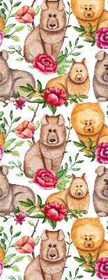 Blackout roller blind for window Dogs among the flowers