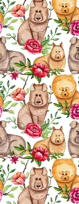 Blackout roller blind with Dogs Among the Flowers print
