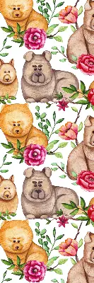 Blackout roller blind with Dogs Among the Flowers print