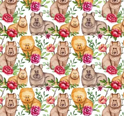 Blackout roller blind with Dogs Among the Flowers print