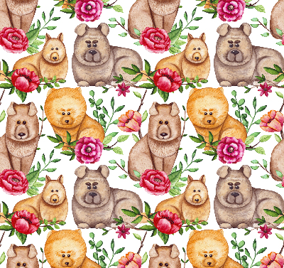 Blackout roller blind for window Dogs among the flowers