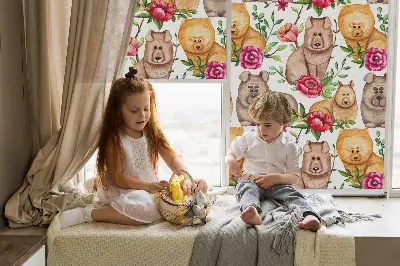 Blackout roller blind with Dogs Among the Flowers print