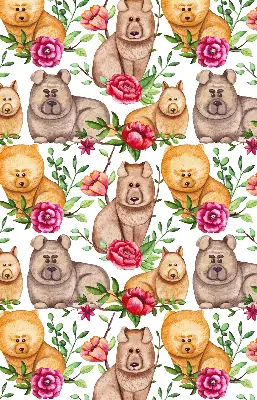 Blackout roller blind with Dogs Among the Flowers print