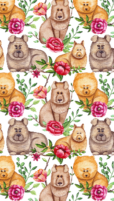 Blackout roller blind for window Dogs among the flowers