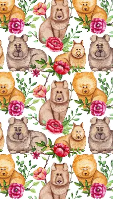 Blackout roller blind with Dogs Among the Flowers print