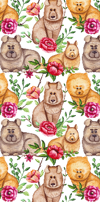 Blackout roller blind for window Dogs among the flowers