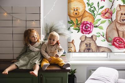 Blackout roller blind for window Dogs among the flowers