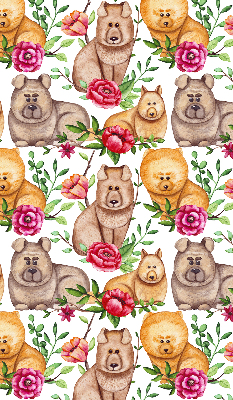 Blackout roller blind for window Dogs among the flowers