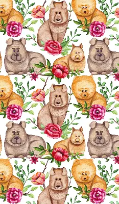 Blackout roller blind with Dogs Among the Flowers print