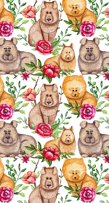 Blackout roller blind for window Dogs among the flowers