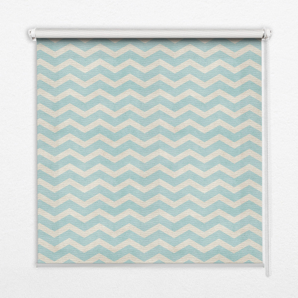 Fabric roller blind for window Blue zigzags