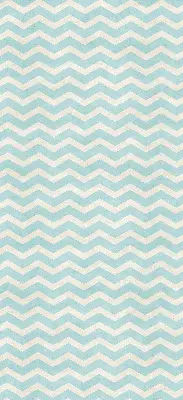 Fabric roller blind for window with a blue zigzag pattern