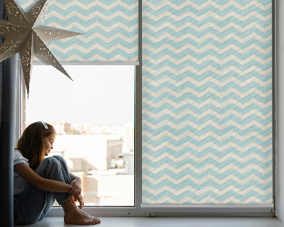 Fabric roller blind for window Blue zigzags