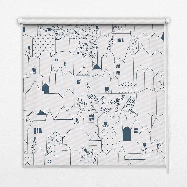 Blackout roller blind Drawn houses