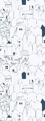 Blackout roller blind drawn houses pattern