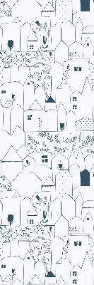 Blackout roller blind drawn houses pattern