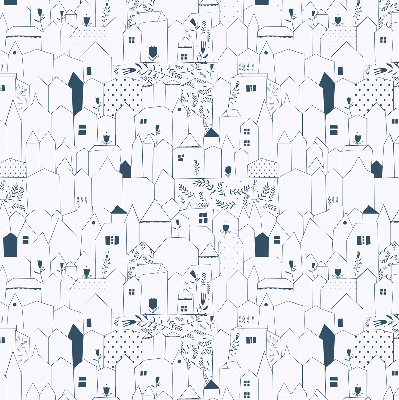 Blackout roller blind Drawn houses