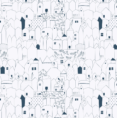 Blackout roller blind Drawn houses