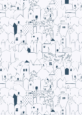 Blackout roller blind Drawn houses