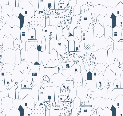 Blackout roller blind Drawn houses