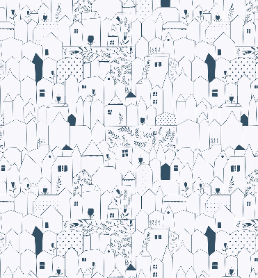 Blackout roller blind Drawn houses