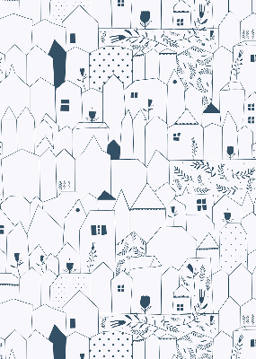 Blackout roller blind Drawn houses