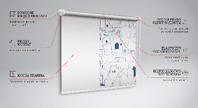 Blackout roller blind Drawn houses