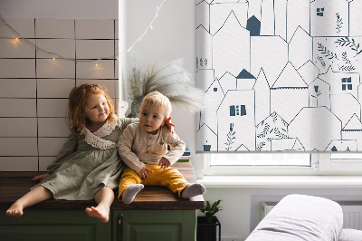 Blackout roller blind Drawn houses