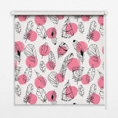 Blackout roller blind Feathers and pink dots