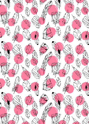 Blackout roller blind Feathers and pink dots