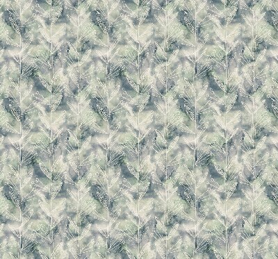 Fabric roller blind for window Sketch of a plant on a colored background