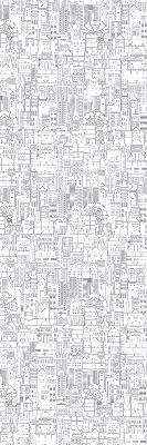 Blackout roller blind with a city sketch design