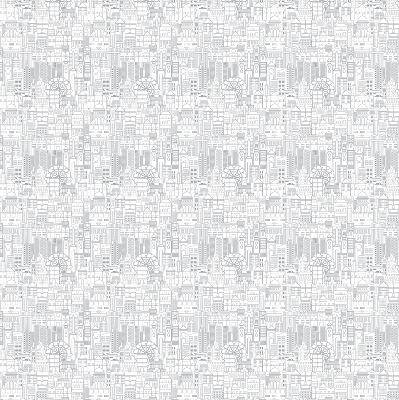 Blackout roller blind with a city sketch design