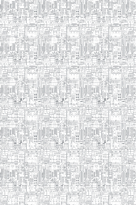Blackout roller blind with a city sketch design