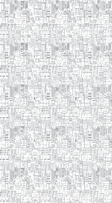 Blackout roller blind with a city sketch design