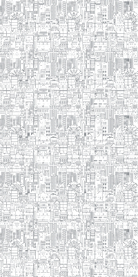 Blackout roller blind with a city sketch design