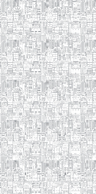 Blackout roller blind with a city sketch design