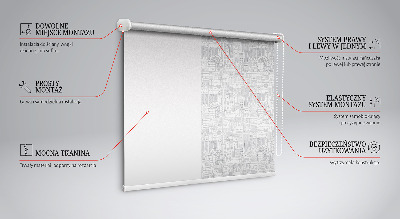 Blackout roller blind with a city sketch design