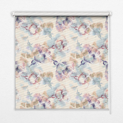 Blackout roller blind for window Colorful painted flowers