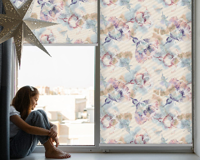 Blackout roller blind for window Colorful painted flowers