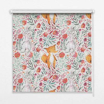 Fabric roller blind for window Animals and plants