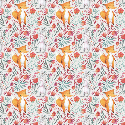 Fabric roller blind for window Animals and plants