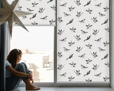 Blackout roller blind with birds pattern