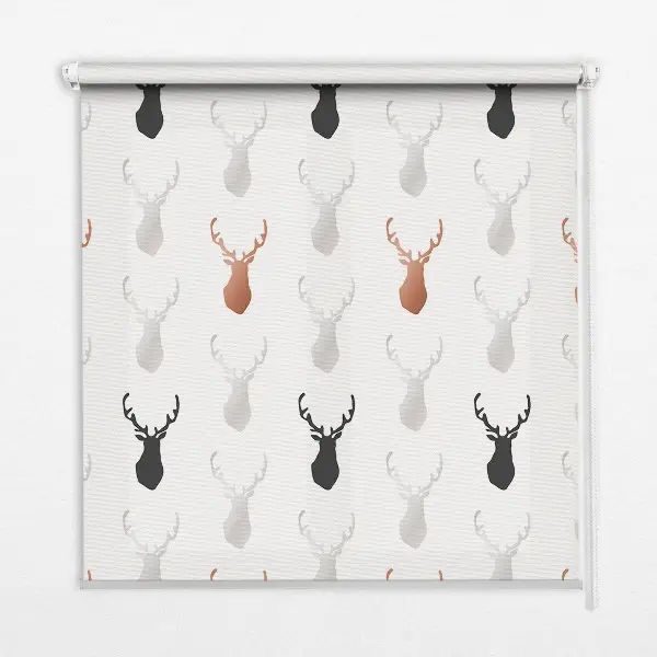 Blackout roller blind with a deer head pattern