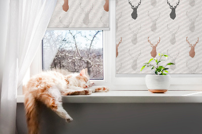 Blackout roller blind Drawn deer heads